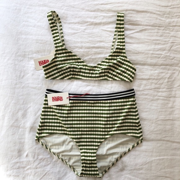 solid and striped high waisted bikini